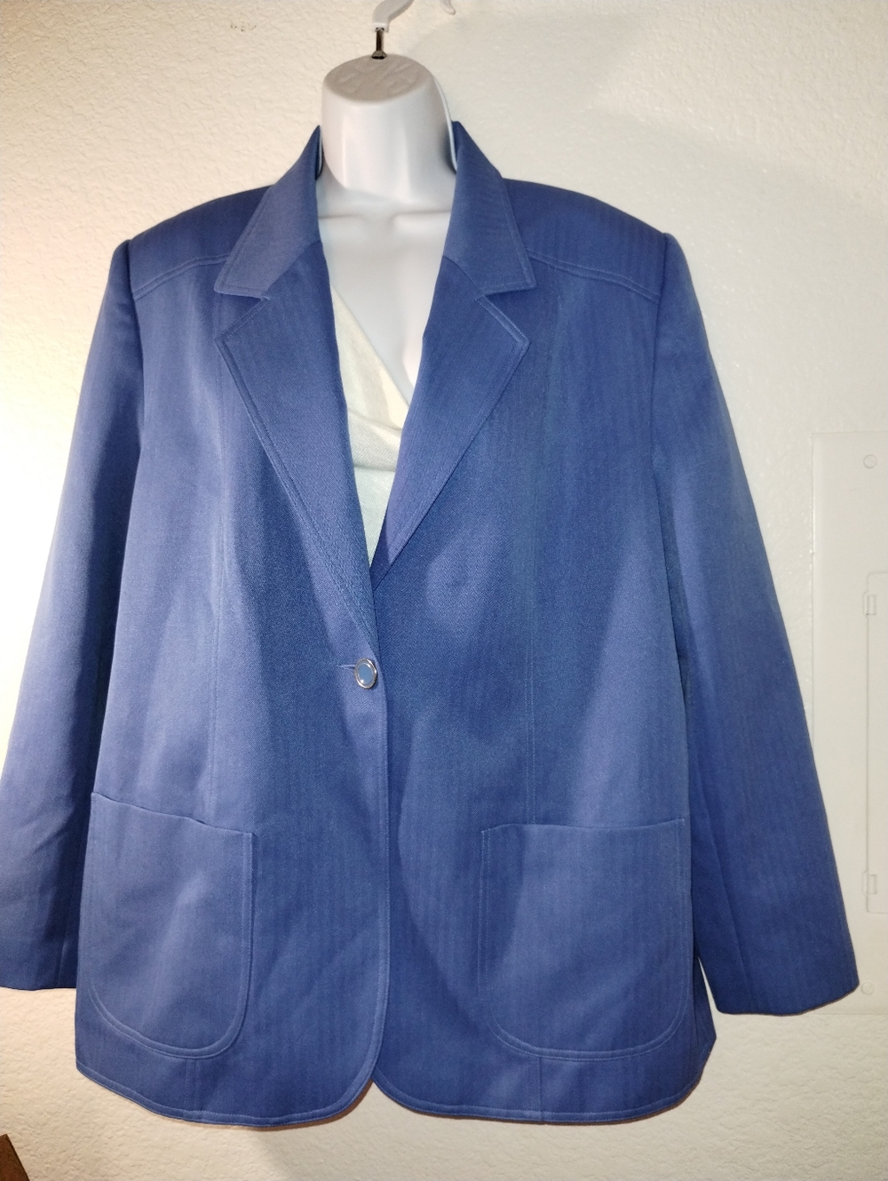 Da-Rue Periwinkle Blue  Women's Blazer Jacket Single Button Patch Pockets sz 16